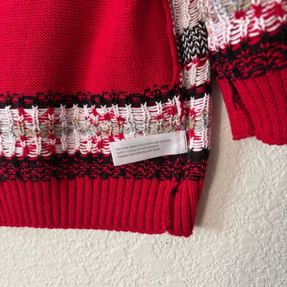 Koala Baby Red Christmas Holiday Reindeer Fair Isle Knit Sweater Size 6 Months